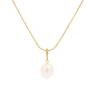 18K Gold Natural Baroque Pearl Pendant Necklace